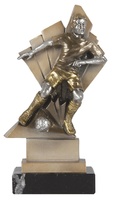 Trofeo rayos de futbol dorado y plateado