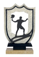 Trofeo resina con aplique de metal