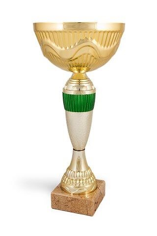 Copa Tenabo en dorado y detalles en color verde 