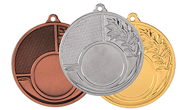 Medalla deportiva de 50 mm Ø con bandera autonómica y disco deportivo 