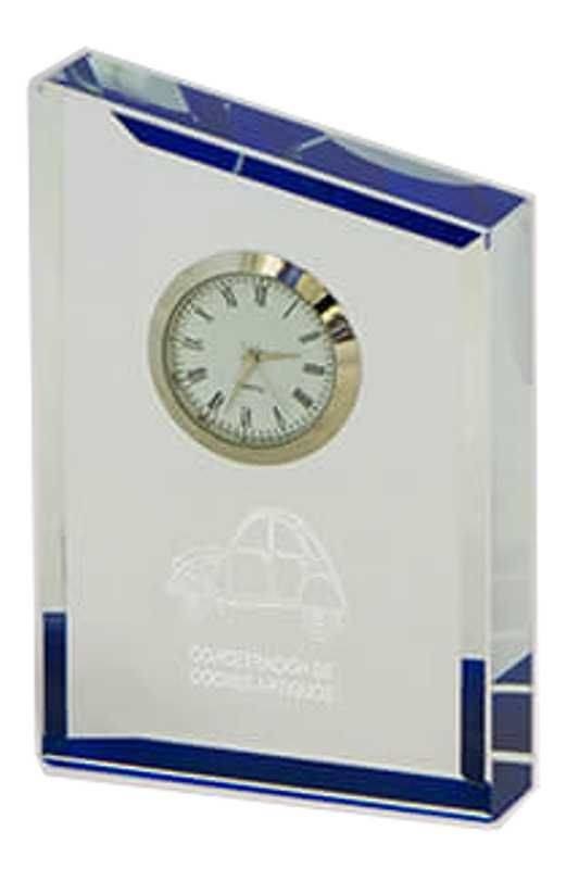 Reloj de Cristal rectangular fondeado en azul Topia 