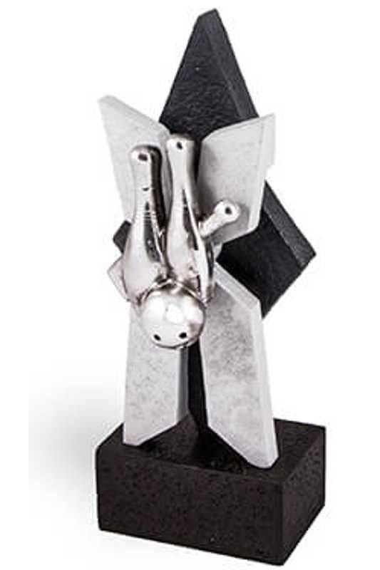 Trofeo Escultura Aspas de molino en acabados Negro y plateado 