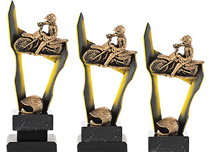 Trofeo Moto metalizado de silueta 