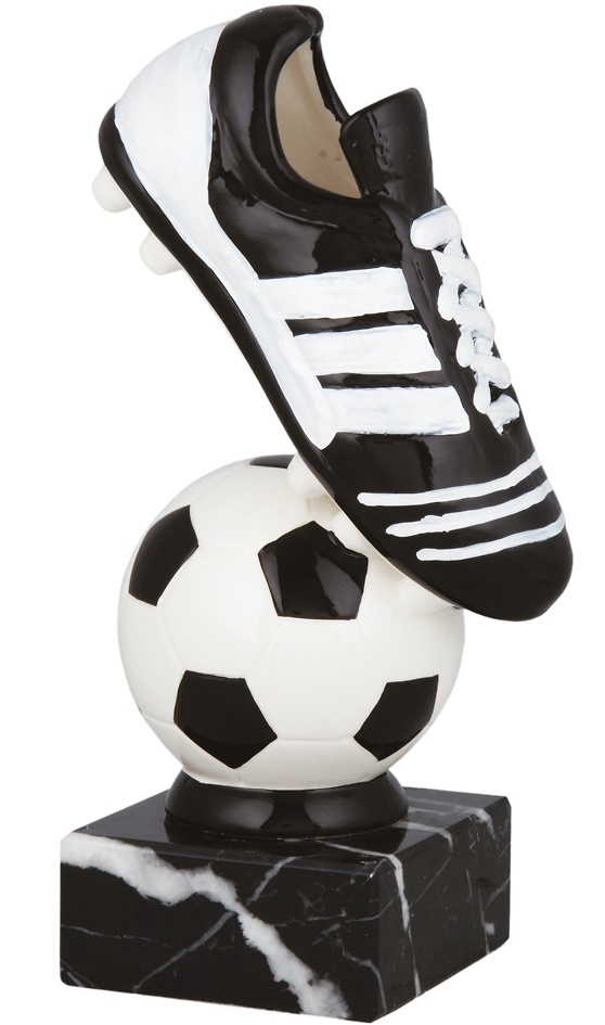 Trofeo bota de Futbol en negro y blanco. 
