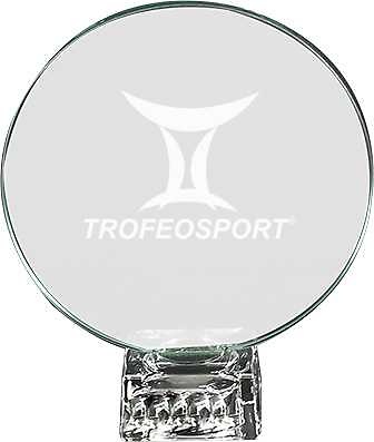 Trofeo circular con peana de cristal 