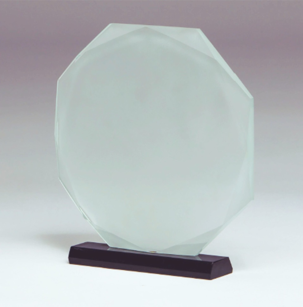 Trofeo de Cristal Hexagonal personalizable a todo color 