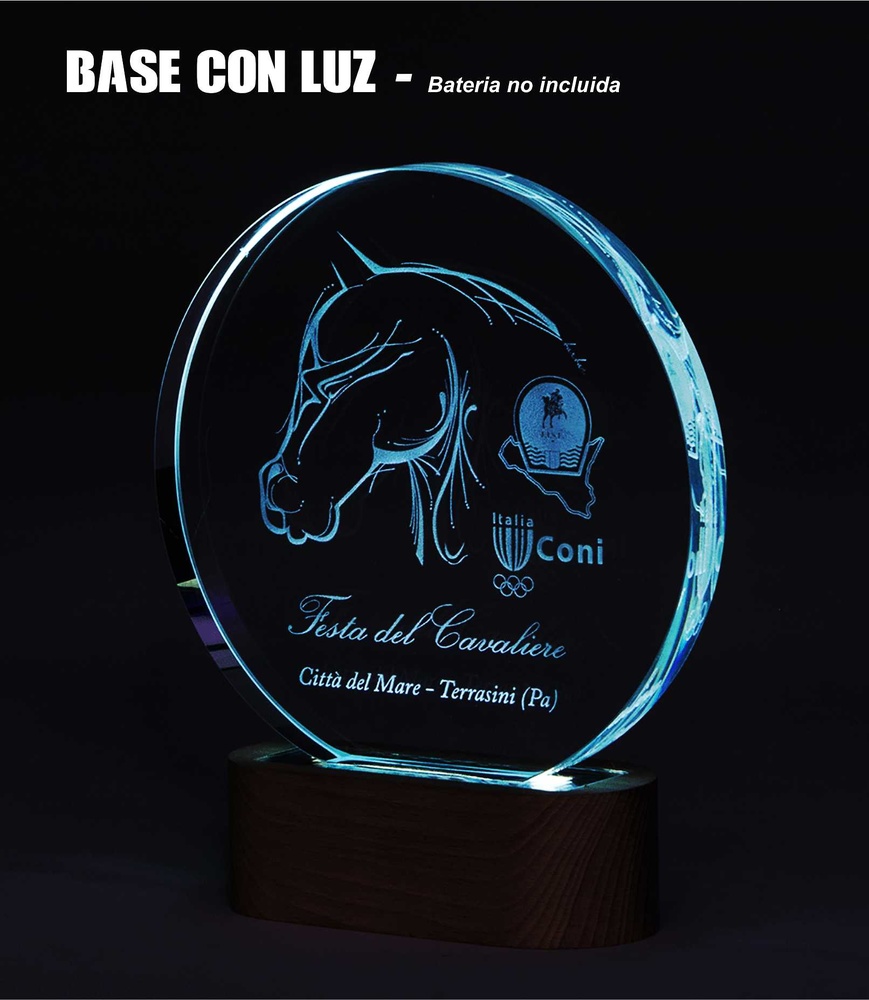 Trofeo de Cristal Redondo con Luz 