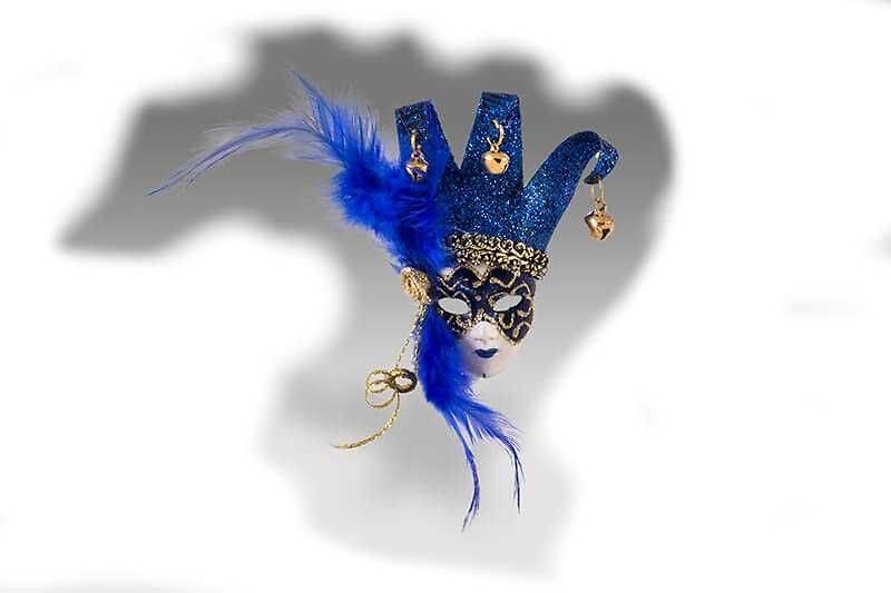 Trofeo de Madera con mascara de Carnaval en azul modelo Nuxaa 