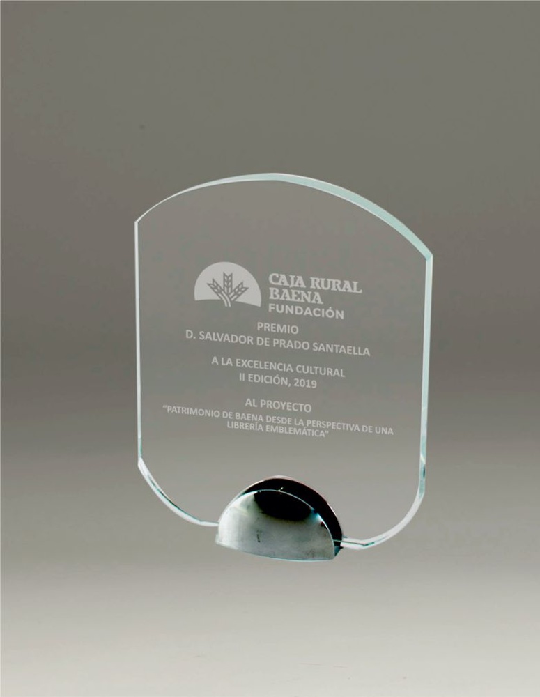 Trofeo de cristal para personalizar derfit con pie de metal 