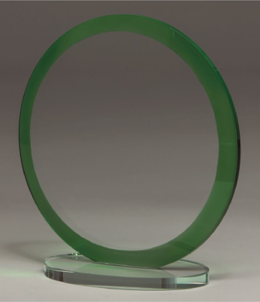 Trofeo de cristal redondo mandragora en verde 