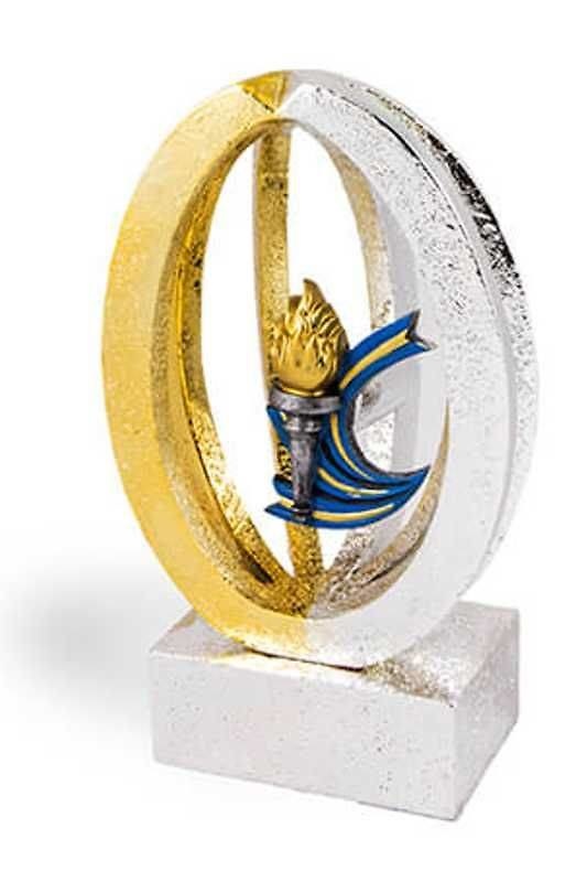 Trofeo escultura esférica combinada en dorado y plateado modelo Lerma 