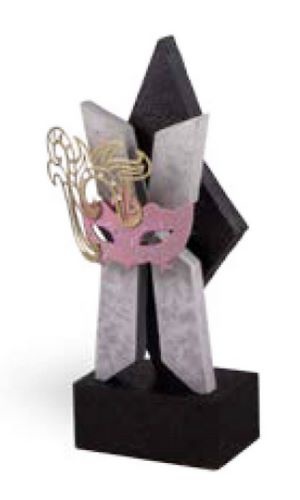 Trofeo escultura para Carnaval en acabados plata y negro mod. Valdes 
