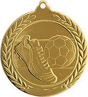 Medalla Deportiva de 50 mm Ø acabado en oro de futbol