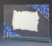 Placa conmemorativa pergamino cristal azul