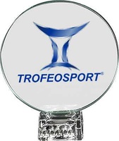 Trofeo circular con peana de cristal
