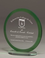 Trofeo de cristal redondo mandragora en verde